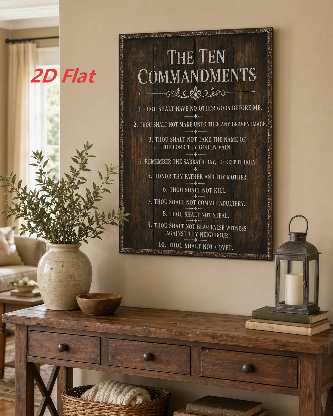 12 x 8/12*16 Inches,The Ten Commandments Thou Shalt Have No Other Gods Before Me Metal Hanging Sign Inspirational Signs Gift Farmhouse Rustic Wall Art Home Office Living Room Wall Decoration, SummerWins,DealsForYouDays