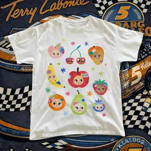 Cute Fruit Girl Graphic Baby Tee – Y2K Vintage Cartoon Aesthetic Top