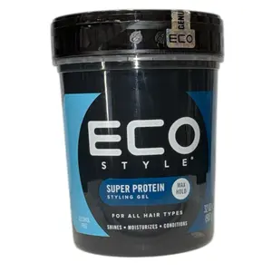 Eco Style Gel Regular Super Protein Provides Gravity Defying Hold & Long Lasting Shine, Helps Maintain Healthy Hair, Perfect for Pin Ups & Twist for All Hair Types, Clean Scent, 32 Oz
