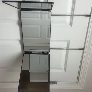 USB Rechargeable LED Makeup Mirror 3 Way Trifold and 5X Magnifying Mirror for Self Hair Cutting Tools with Height Adjustable Mirror 360 Trifold for Makeup to See Back of Head