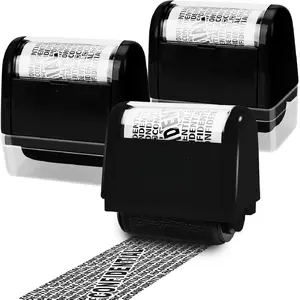 Wide Roller Stamp Identity Theft Stamp 1.5 Inch Perfect for Privacy Protection,Anti-Theft Security Confidential Easy for Guard Personal Information Blockout - 3Pack Set