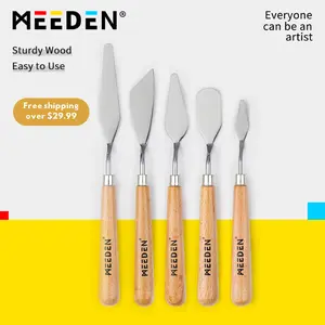 MEEDEN Palette Knife: 5 Pieces Stainless Steel Painting Knives with Wood Handle - Pallet Knife Set for Oil Canvas Acrylic Painting