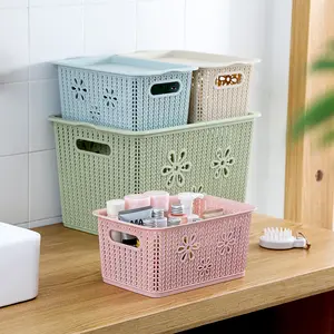 Nordic Style Plastic Storage Basket with Lids 10 Pack Stackable Colorful Storage Bins Containers with Lid, Decorative Storage Boxes for Organizing Shelves, Drawers, Playroom, Classroom, Office, Closet