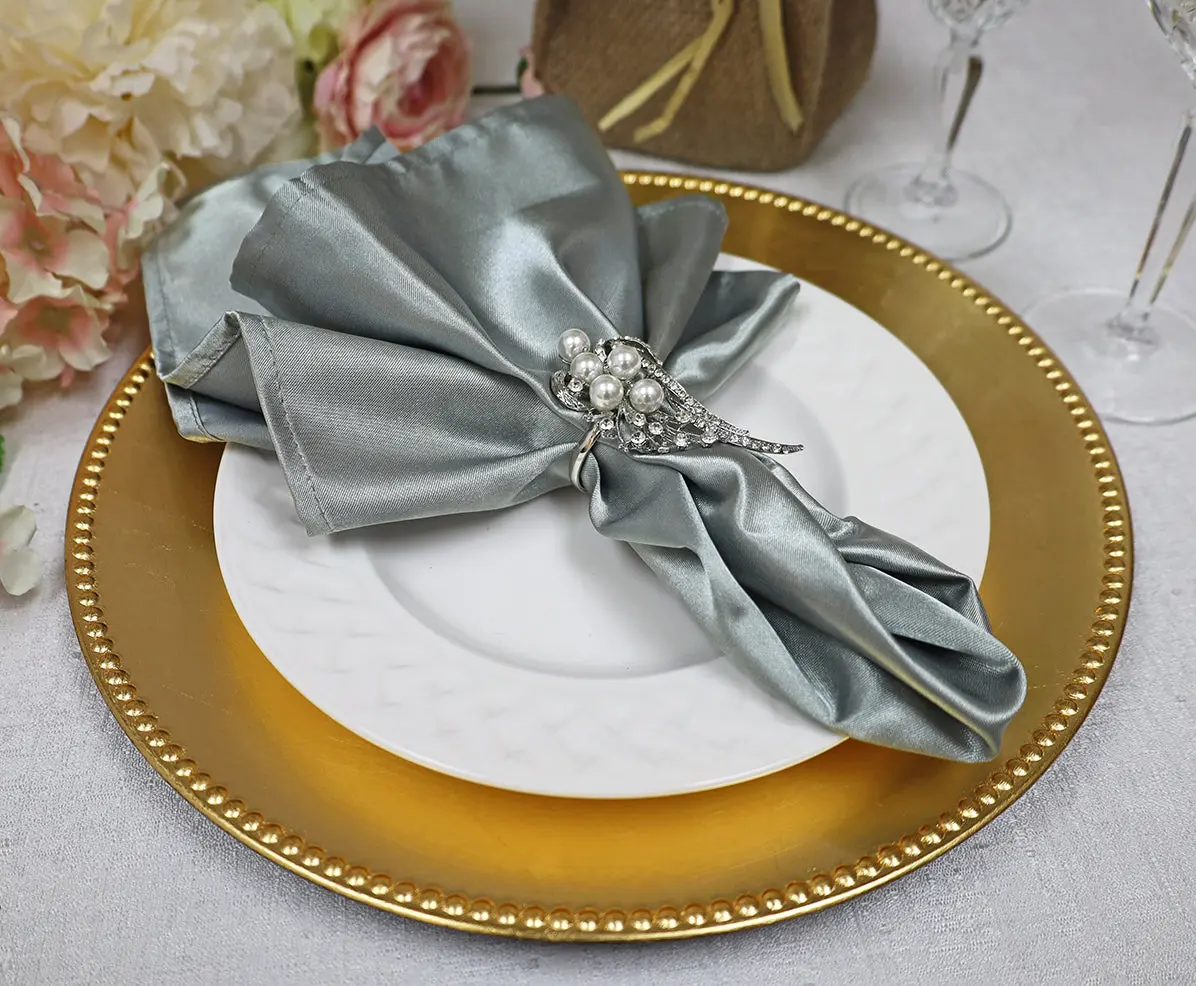 20"x20" Heavy Duty Satin Napkins - Silver (10pcs/pk)