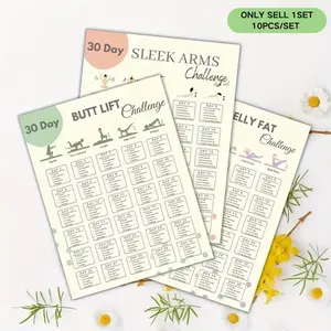 10-Piece 30-Day Body Toning Poster Bundle: Home Workout Plans for Slimmer Arms, Thighs, Butt & Flat Stomach，Living Room Restaurants, Pool Hallstyler