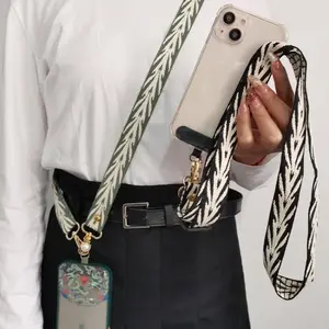 1pc Crossbody Phone Lanyard with Pearl Pendant, Women's Fashionable Outdoor Strap, Wide Belt Long Clip-On Mobile Case Holder