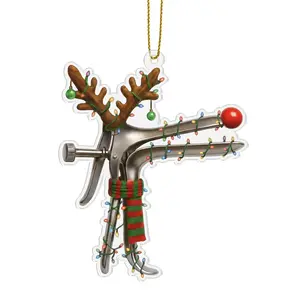 Speculum Reindeer Custom Shaped Acrylic Ornament, Funny Holiday Gift for Medical Fans, Christmas Decoration Hanging Keepsake