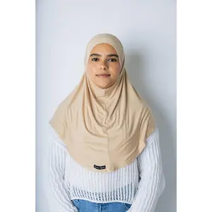 One Piece Slip on Jersey Hijab - Tan
