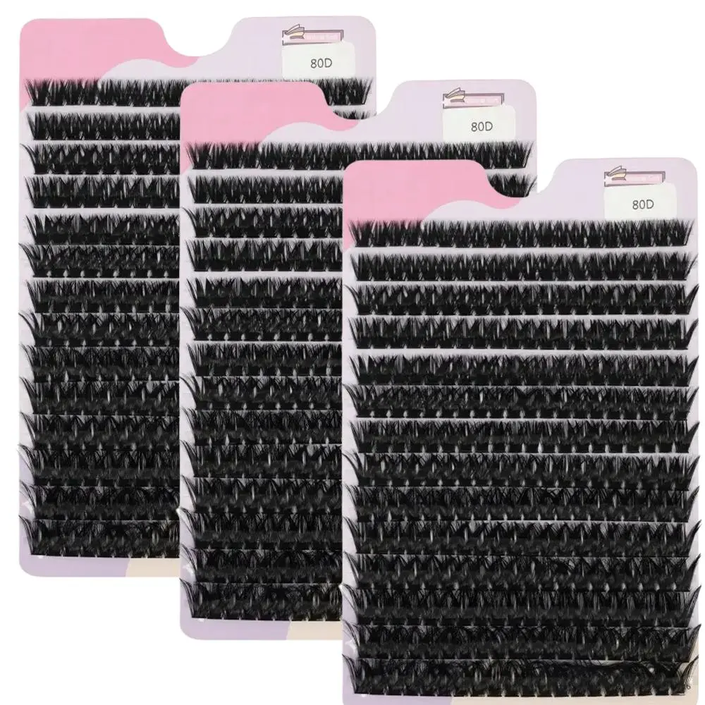 3 boxes of 798 80D fake eyelash clusters, curled 9-16mm mixed with natural 3D volume individual eyelash extensions, single eyelash makeup tool, DIY Lash Clusters, Fluffy Eyelashes Cluster