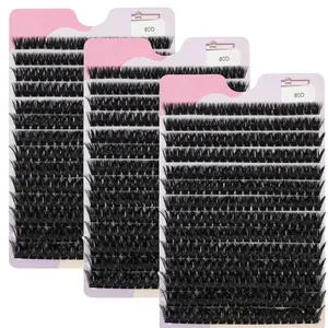 3 boxes of 798 80D fake eyelash clusters, curled 9-16mm mixed with natural 3D volume individual eyelash extensions, single eyelash makeup tool