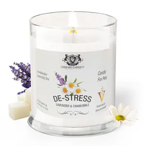Gerrard Larriett - Deodorizing Soy Candles for Pets, Scented Candles Removing Pet/Household Odors, Lasts up to 40 Hours, Home White Candles, 10 oz