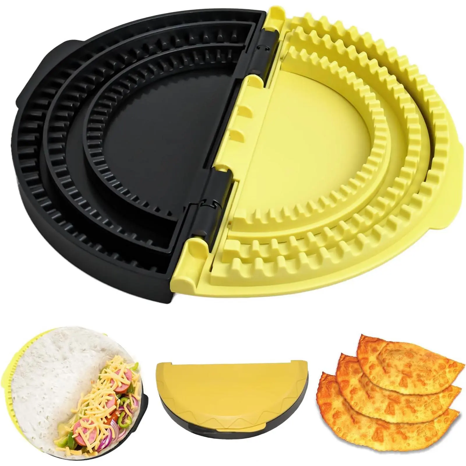 Adjustable Size Tortilla Sealer and Crimper, 3-in-1 ABS Plastic Press for 6", 8" & 10" Wraps, Kitchen Cooking Accessory for Sealed Quesadillas, Burritos, and Quick Lunches
