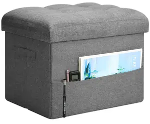 Storage Ottoman with Extra Thick Foam Padded Seat,Holds Up to 300lbs, 17x13x13in
