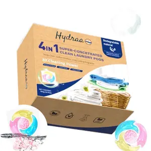 Hydraa 4-in-1 Super Concentrated Organic Laundry Detergent Pods 50 Count 8x Advanced Cleaning with Mix Scented Beads Fabric Softener Stain Removal Biodegradable Materials