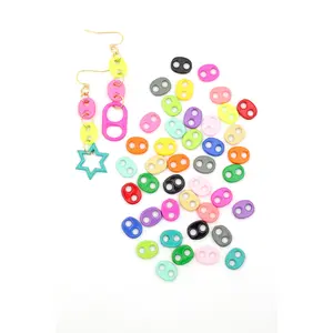 Puffed Mariner Link Charm, DIY Enamel Jewelry, Colorful Charm for Choker, 1 pc.