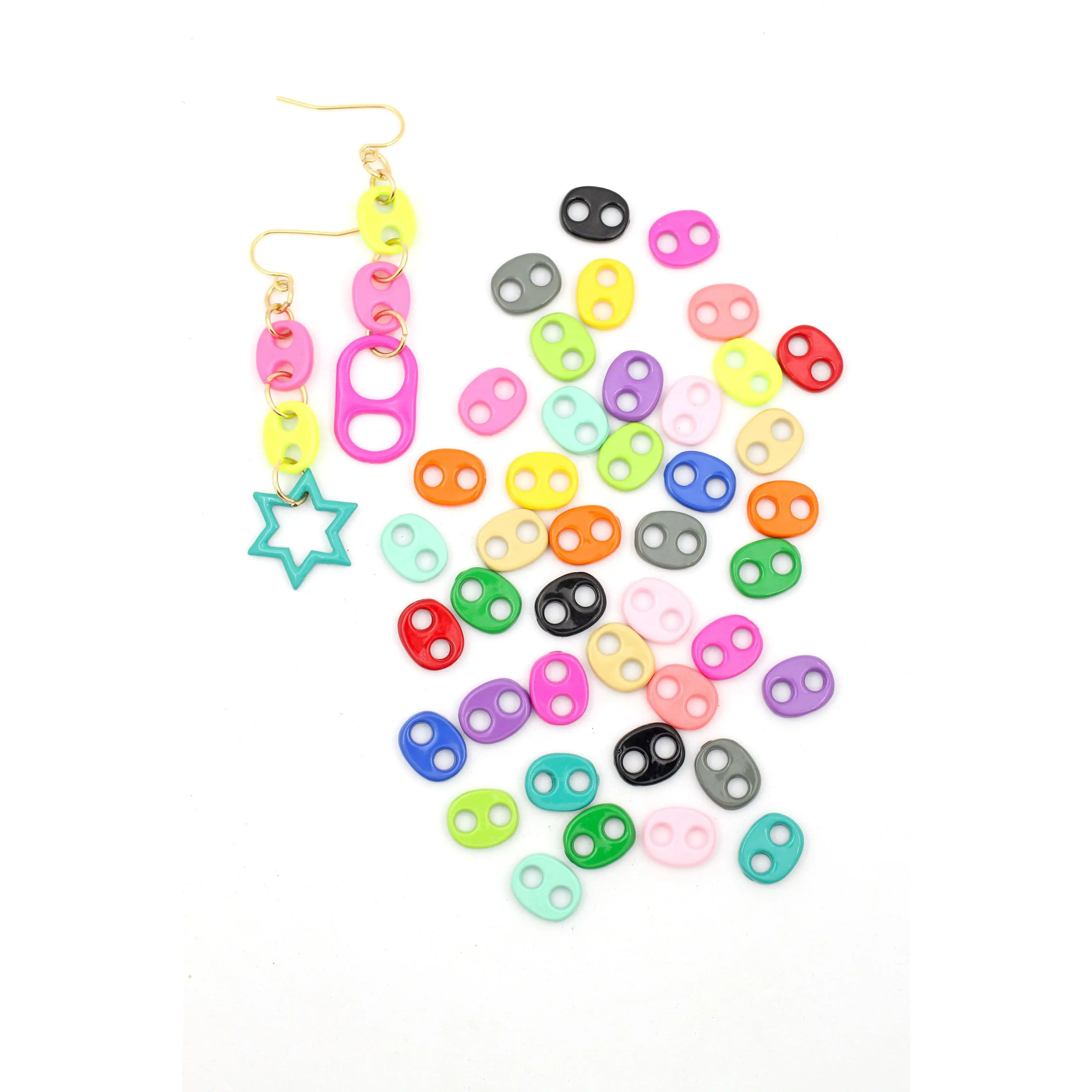 Puffed Mariner Link Charm, DIY Enamel Jewelry, Colorful Charm for Choker, 1 pc.