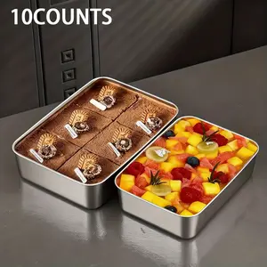 10-Piece Stainless Steel Plates Set, Food Service Trays/dinner Plates, Stackable Space-Saving, Ideal for Home, Restaurant, Picnic, BBQ Party