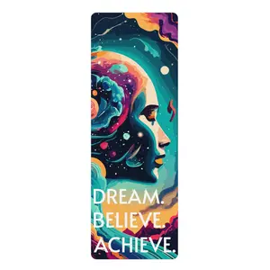 Positive Affirmations Rubber Yoga Mat, Dream Believe Achieve Fitness Workout Gift Pilates Exercise Mat, Inspirational Mantra Wellness
