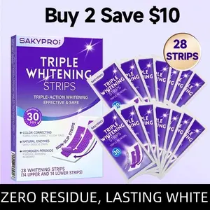 【28 Strips】SAKYPRORAL Purple Teeth Whitening Strips, No Residue - Amazon Top Seller, Non-Slip, , Enamel Safe