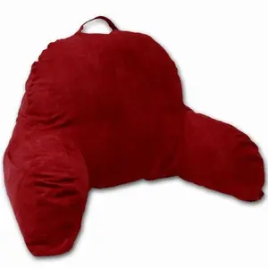 Living Health Products J-12-RED Microsuede Bedrest Pillow - Red - Bed Rest Reading Pillow