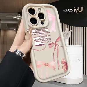 Faith Ribbon Case for iPhone 17 Air 16 15 14 Pro Max 13 12 11 XR XS E Plus Pattern Silicone TPU Lens Protective Rugged Durable Soft Cover