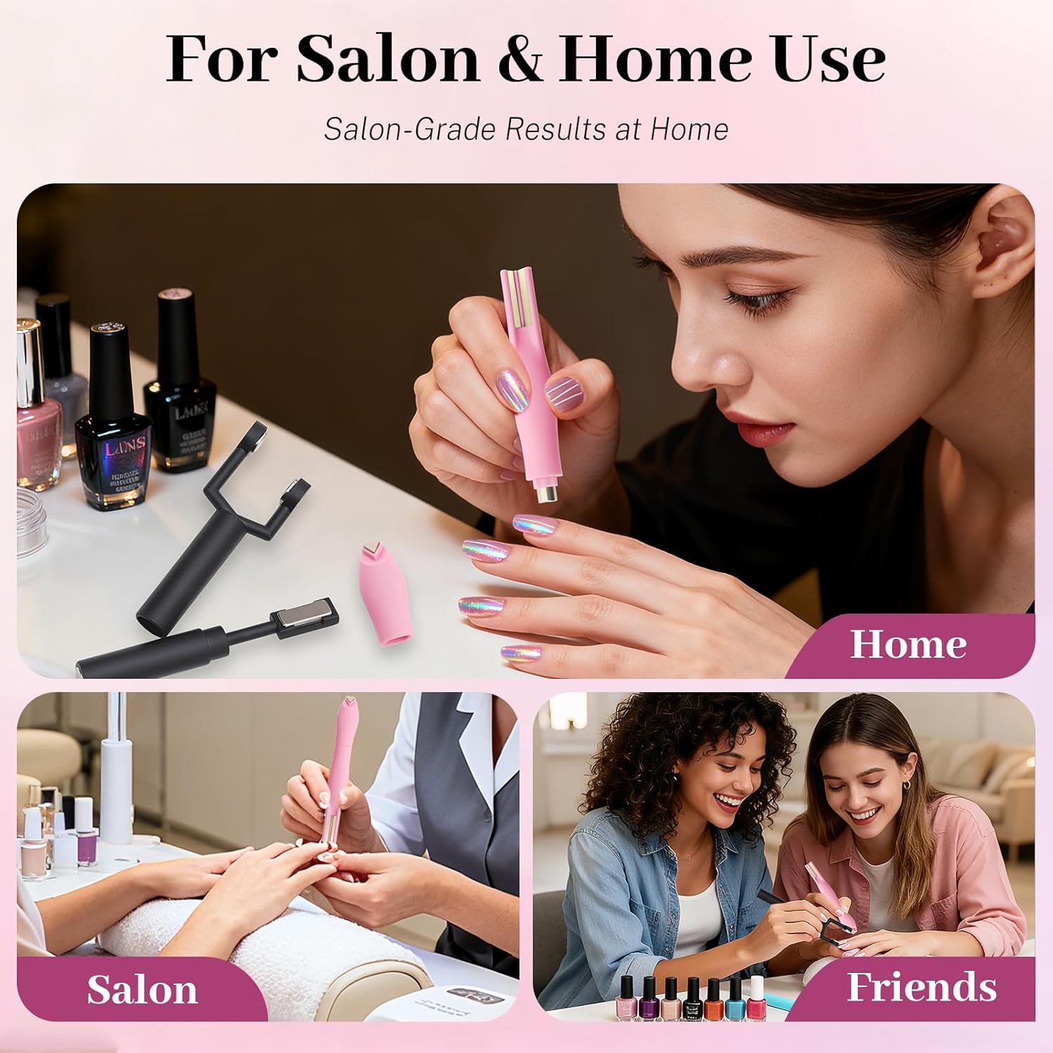 3-in-1 Cat Eye Magnetic Nail Art Tool Set, Multi-Functional Heart & Moon Pattern Magnet Design, Durable Plastic Manicure Kit for Metallic Cat Eye Gel Polish, Ideal DIY Nail Tool for Salon-Style Effects