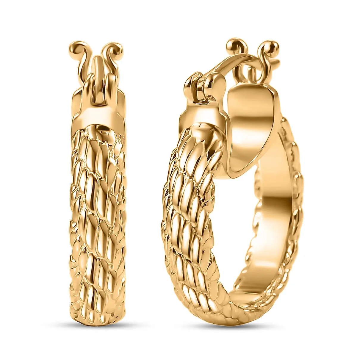 Weave Hoop Earrings in 18K Yellow Gold Plated Bronze