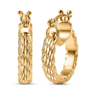 Weave Hoop Earrings in 18K Yellow Gold Plated Bronze