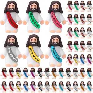 50 Pcs Easter Mini Jesus Figures Little Jesus Figures Original Design Cute Jesus Ornament to Hide and Seek Religious Party Favors Sunday School Baptism Gifts Home Decoration Easter Egg Stuffer