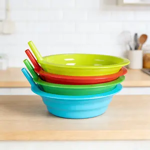 ANJUKE Cereal Bowls with Straws for Kids BPA-Free Plastic | Toddler Sip-A-Bowls with Built-In Straw for Cereal and Soup | Set of 4 Colorful Breakfast Bowls