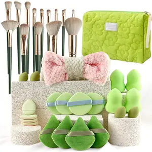 Makeup Tool Set, 35pcs/set Makeup Brush & Makeup Bag & Makeup Sponge & Headband & Wristband & Cleaning Sponge & Beauty Sponges, Professional Makeup Tools for Women