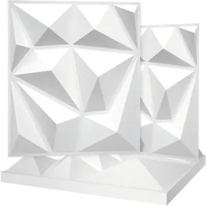 12-Piece Decorative 3D Wall Panels, Diamond Design, 30.48 Cm X 30.48 Cm, Ideal for Living Room & Bedroom Walls
