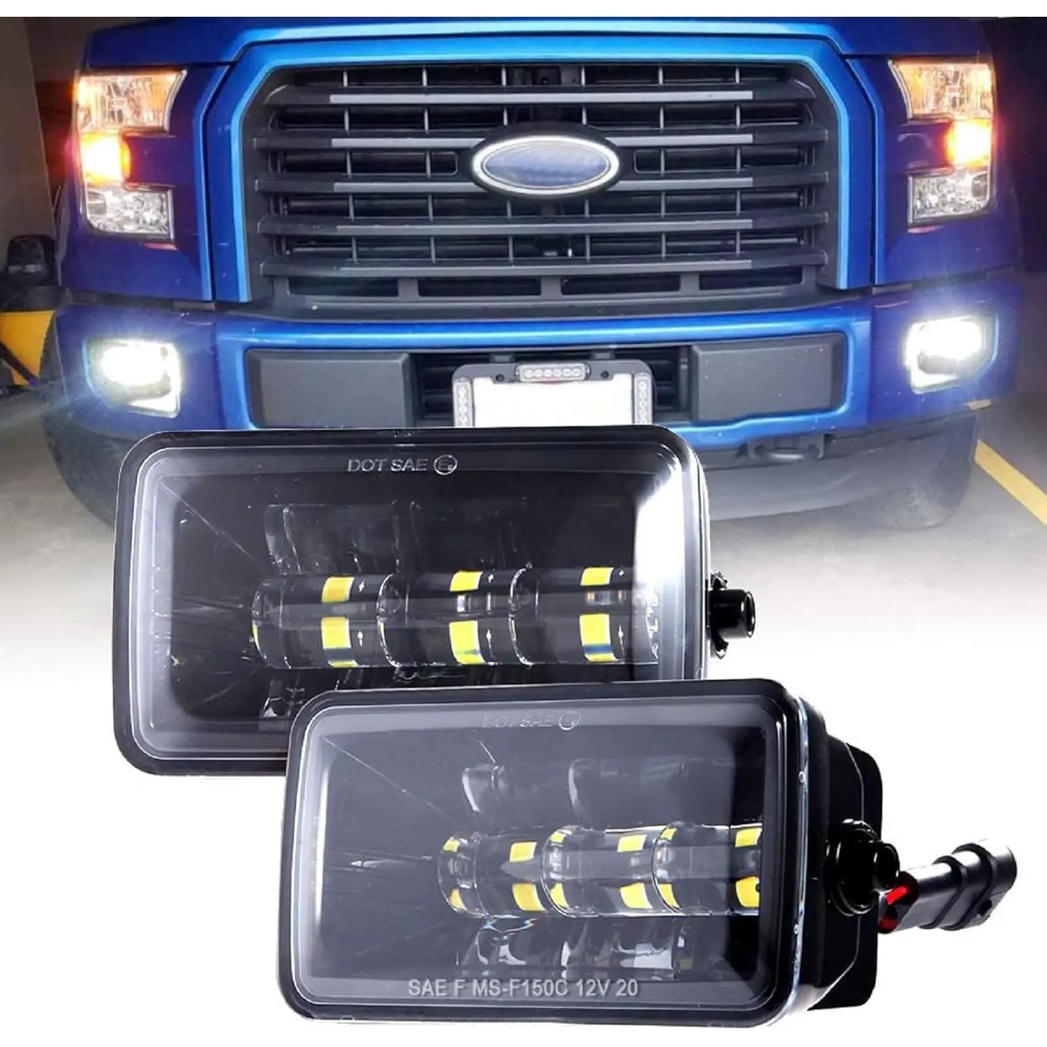 Upgraded 4in LED Fog Light Assembly Kit - 1 Pair, 36W Power Vehicle Replacement Front Lights, Waterproof Bumper Kit for 2015-2020 Ford F150 & 2017-2019 F250 F350 F450 F550 Super Duty Trucks