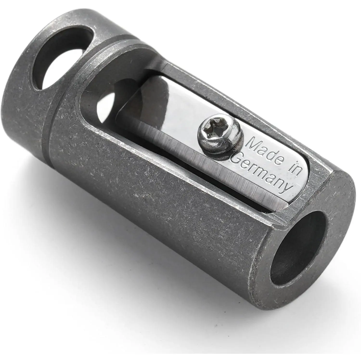KT00 Titanium Alloy Handheld Pencil Sharpener,  Steel , Single Hole Manual Pencil Sharpener for Colored Pencils, Crayons, and More, Ideal for School Office Outdoor (Stonewashed)