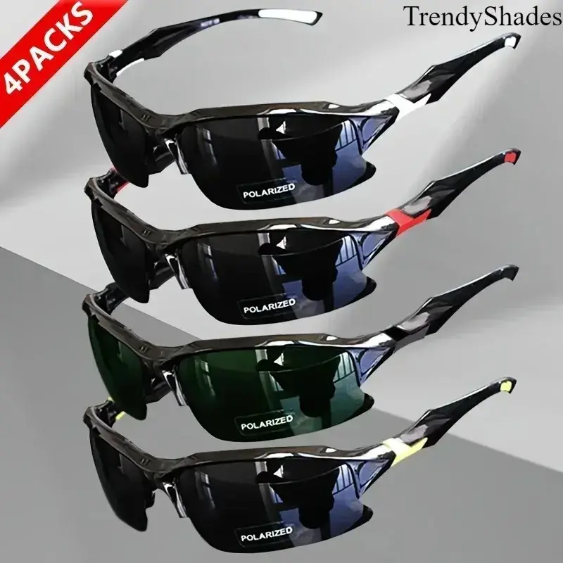 4/1-Pack Outdoor Polarized Sports Sunglasses for Men & Women, Windproof Stylish Eyewear Ideal for Baseball, Running, Fishing, Golf & Driving