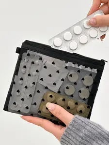 1pc Mesh Cosmetic Bag for Lipsticks and Cushion Compacts, Transparent Travel Makeup Organizer, Essential for Weddings and Cruises