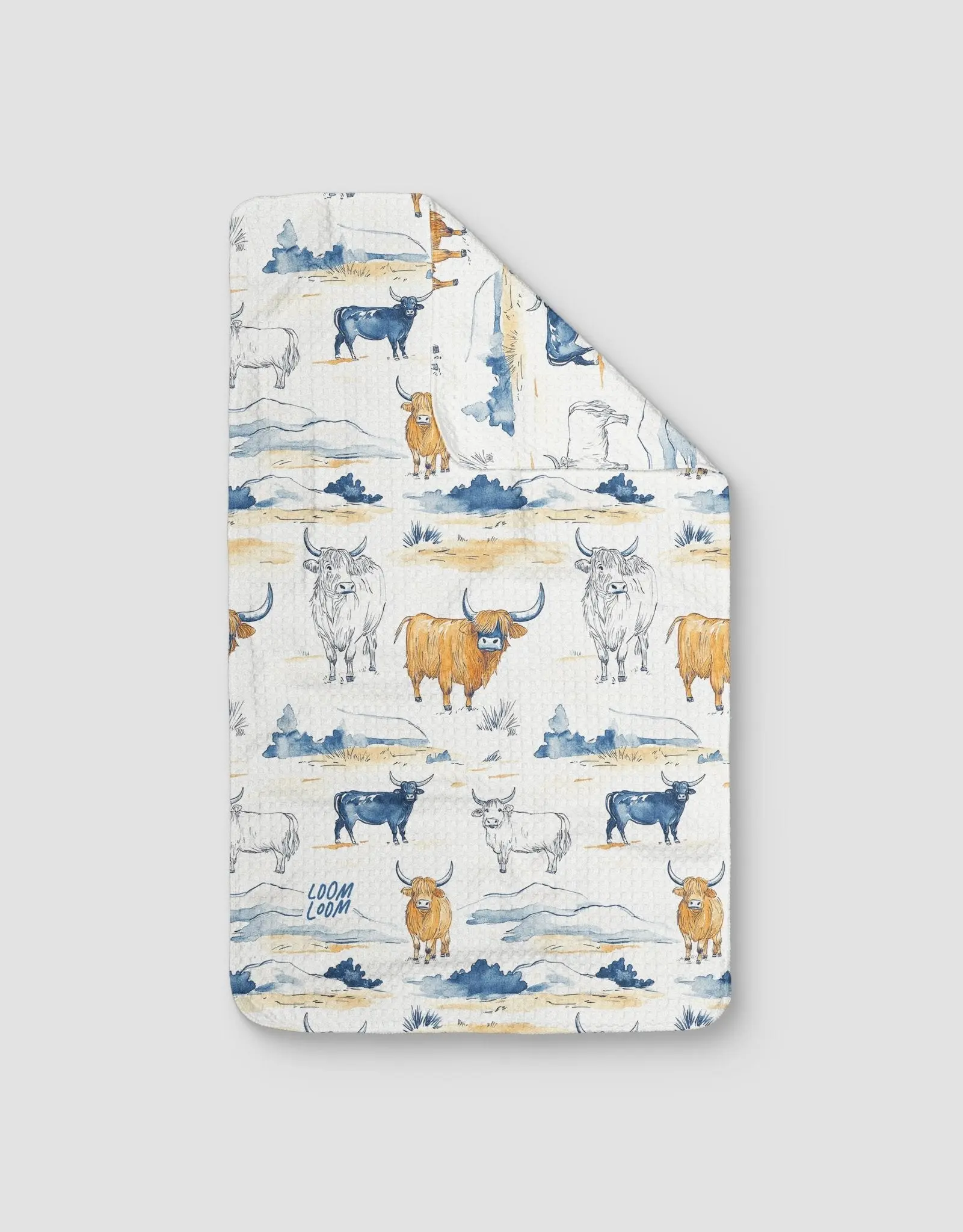 Bulls 2 Kitchen Tea Towel - Double-Sided Print, 16x28" Quick-Dry Absorbent Cleaning Cloth for Dish Wiping