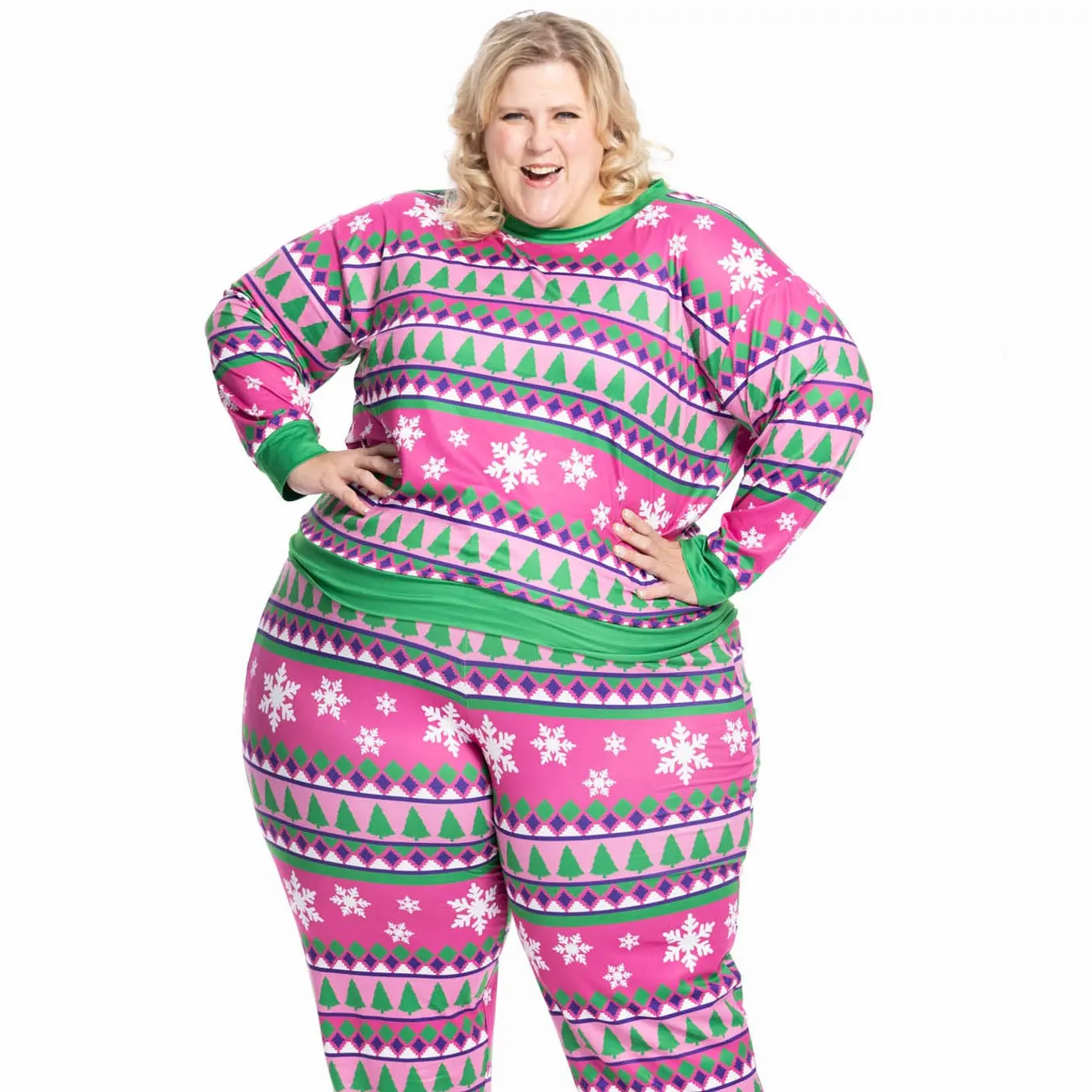Jollidays x Glitter and Lazers Love at Frost Sight Pajama Set for Women, Stretchy Print Casual Loungewear - holiday Winter Fabric Nightwear