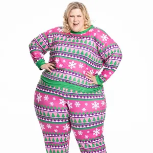 Jollidays x Glitter and Lazers Love at Frost Sight Pajama Set for Women, Stretchy Print Casual Loungewear - holiday Winter Fabric Nightwear
