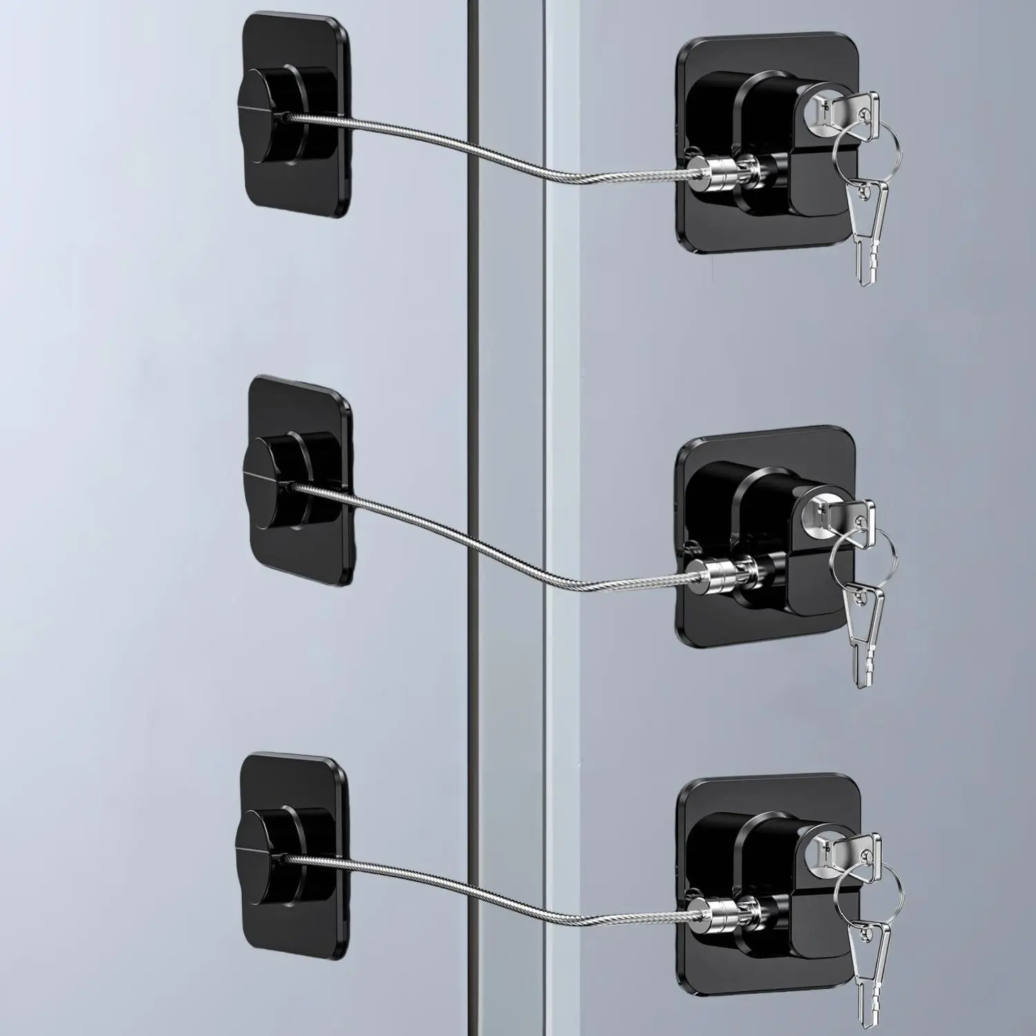 Refrigerator Lock with Key, Combination Fridge Lock, Child/Baby Proofing Tool for Cabinets, Closets, Drawers, Window and More