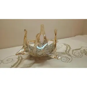 Vintage Murano Vetro Eseguito Swung Glass Bowl Stretched Glass Speckled