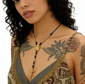 Black & Gold Catholic Rosary Necklace for Men and Women, Unisex Stainless Steel Beaded Cross Pendant with Virgin Mary Center, Religious Prayer Jewelry Gift — beautifully packaged gift set—the perfect gift