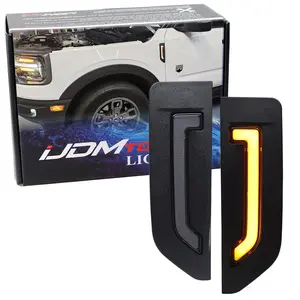 iJDMTOY Black-Out 36-SMD Amber Full LED Illuminated Fender Emblem Replacement Side Marker Light Kit For Bronco Sport 2021-up (CX430)