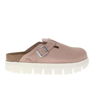 BIRKENSTOCK Womens Boston Chunky Suede Leather Clogs Casual - Pink BIRKENSTOCK Womens Boston Chunky Suede Leather Clogs Casual - Pink