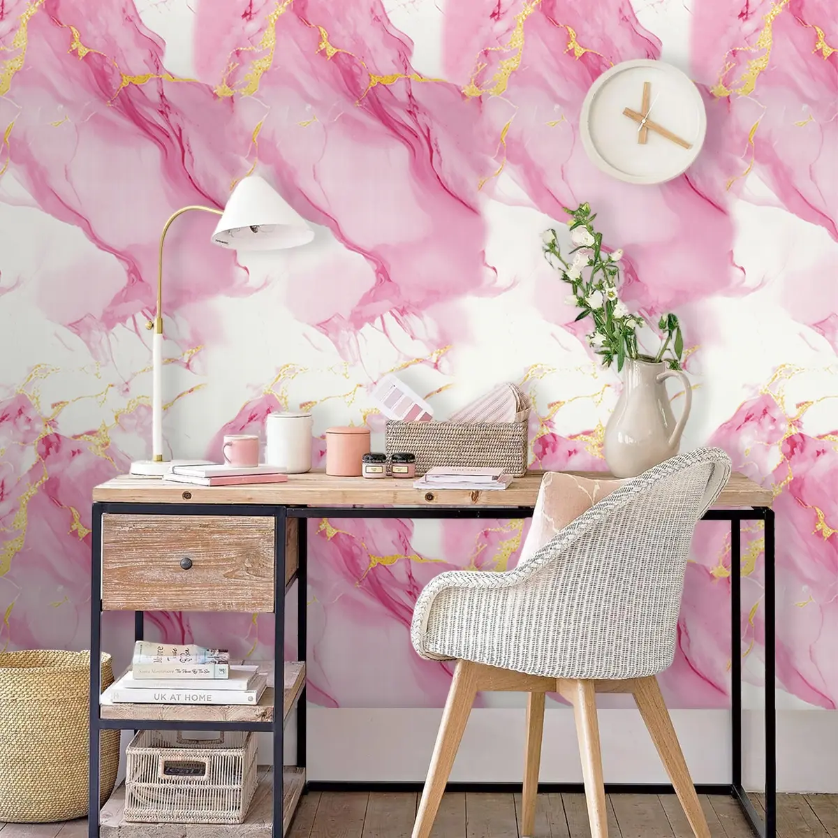 Marble-Texture Self-Adhesive Decorative Wallpaper Roll, Romantic Luxurious Waterproof Peel-and-Stick Wall Paper for Living Room and Bedroom Decor, Marble Pattern Wallpaper, DIY Wallpapers
