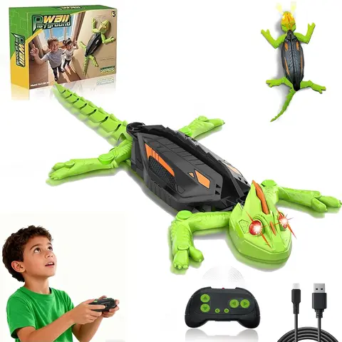 RC Wall Crawler lizard, Rechargeable Remote Control Robot Kids Toys, Wall Climbing Funny Prank Toys Birthday Gifts for Boys & Girls Ages 4 and Up