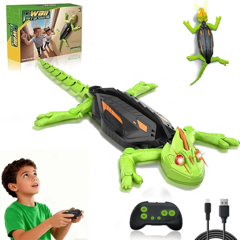 RC Wall Crawler lizard, Rechargeable Remote Control Robot Kids Toys, Wall Climbing Funny Prank Toys Birthday Gifts for Boys & Girls Ages 4 and Up