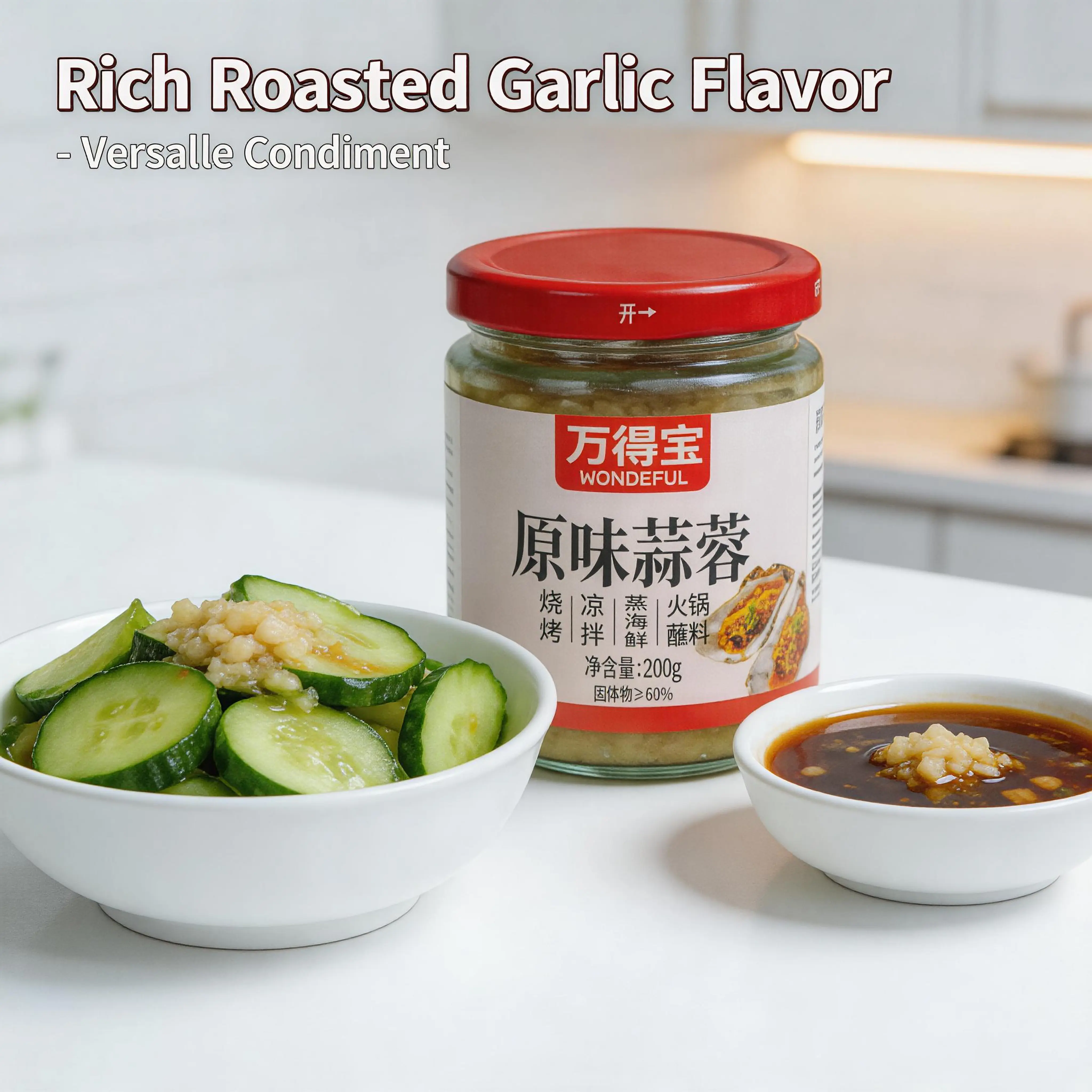 Handmade Fresh Garlic Paste Sauce - Low Sodium Cooking Seasoning, Freshly Peeled Garlic Base, Rich Pungent Aroma, Room Temp, Ideal for Cold Pasta Salads, Grilled Fish Slices