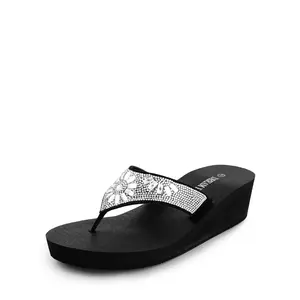 DREAM PAIRS Women's Rhinestone Platform Wedge Flip Flops Summer Beach Comfortable Thong Sandals