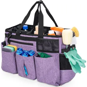 Wearable Cleaning Caddy Bag for Cleaning Supplies,Large Capacity Cleaning Organizer Purple